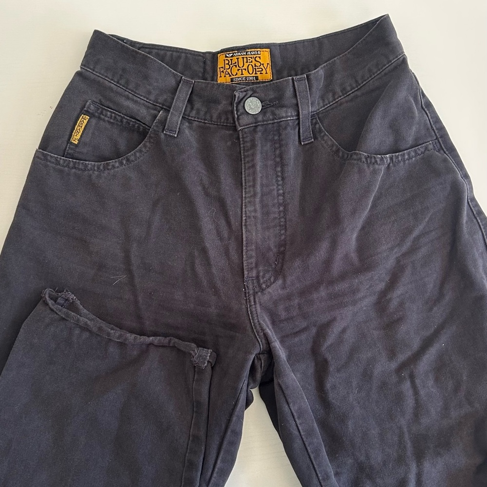 armani jeans navy blue blues factory high waisted pants